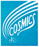 The "COSMICS" logo